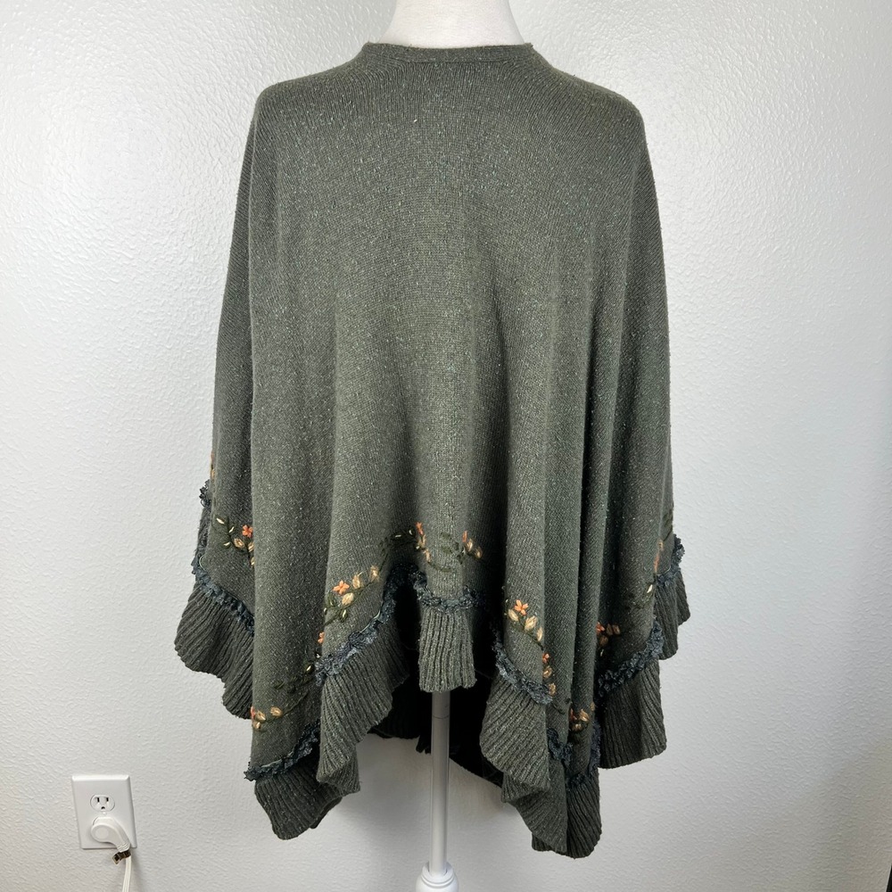 Soft Surroundings Embroidered Cardigan Nature Silk Fairy Autumn Ruffle Vintage